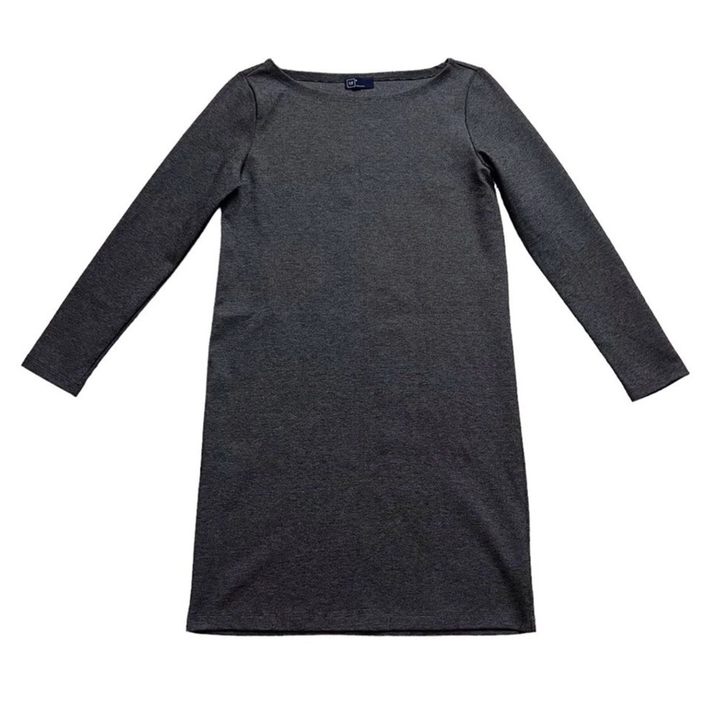 Gap Grey Dress Long Sleeve Wide Boat Neck Neutral Coastal Ballet Casual Small